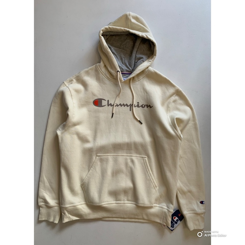 Champion PowerBlend Hoodie Sweatshirt Cream Size Large NWT